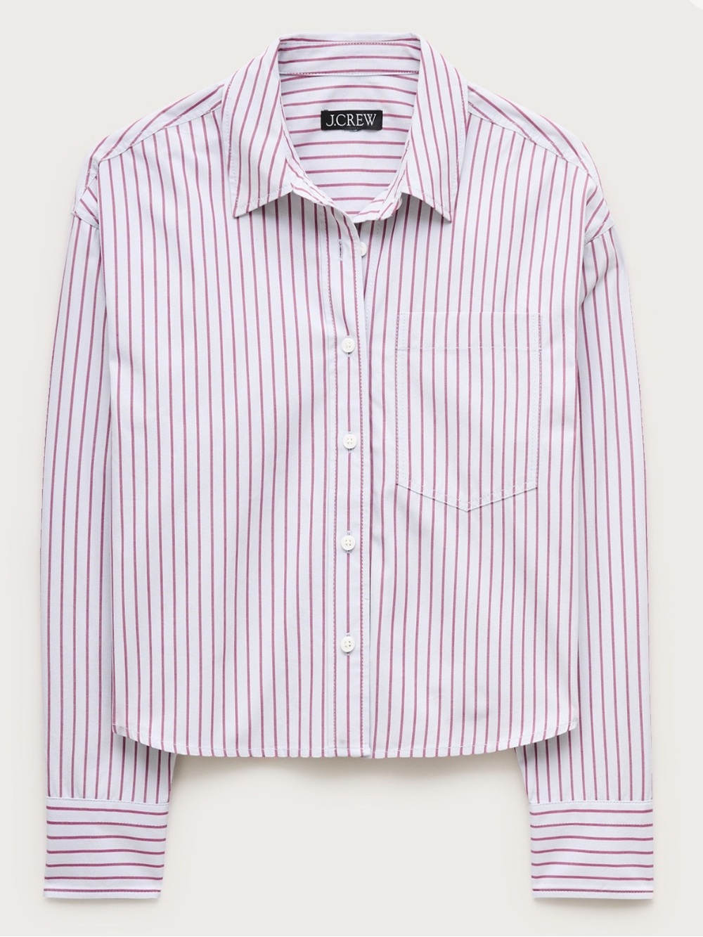 J. Crew Etienne Cropped Button Up Shirt - Serene Blue Plum